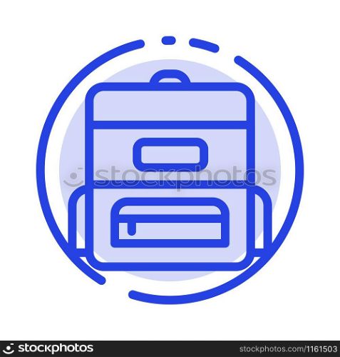 Bag, Education, Schoolbag Blue Dotted Line Line Icon