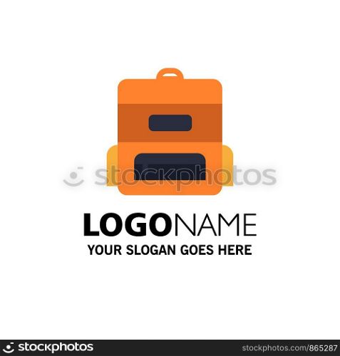 Bag, Education, Schoolbag Business Logo Template. Flat Color