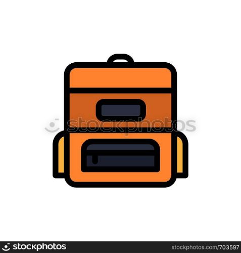 Bag, Education, Schoolbag Flat Color Icon. Vector icon banner Template