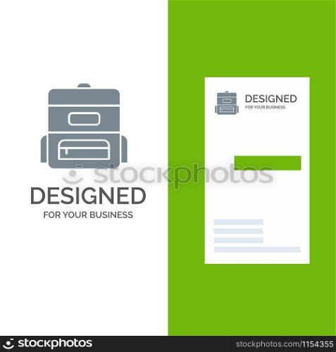 Bag, Education, Schoolbag Grey Logo Design and Business Card Template