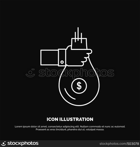 Bag, finance, give, investment, money, offer Icon. Line vector symbol for UI and UX, website or mobile application. Vector EPS10 Abstract Template background