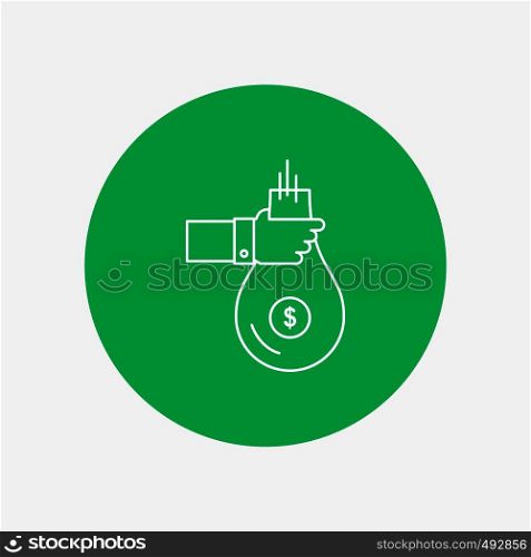 Bag, finance, give, investment, money, offer White Line Icon in Circle background. vector icon illustration. Vector EPS10 Abstract Template background