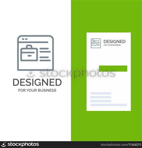 Bag, Find Job, Job Website, Online Portfolio Grey Logo Design and Business Card Template