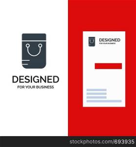 Bag, Handbag, School Grey Logo Design and Business Card Template