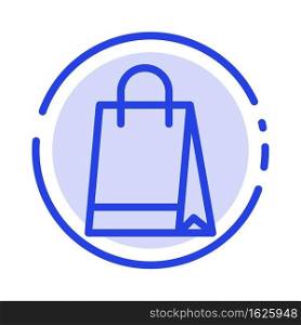 Bag, Handbag, Shopping, Buy Blue Dotted Line Line Icon