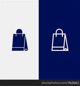 Bag, Handbag, Shopping, Buy Line and Glyph Solid icon Blue banner Line and Glyph Solid icon Blue banner