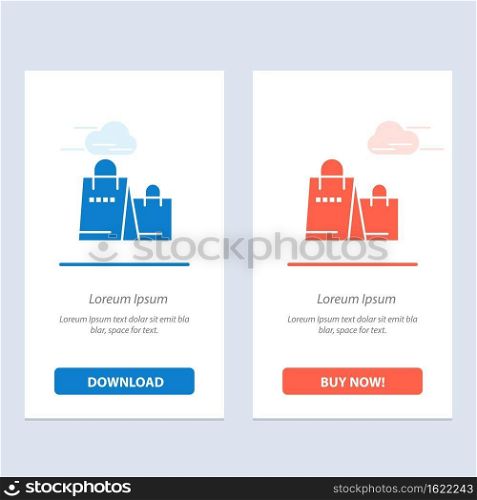 Bag, Handbag, Shopping, Shop  Blue and Red Download and Buy Now web Widget Card Template