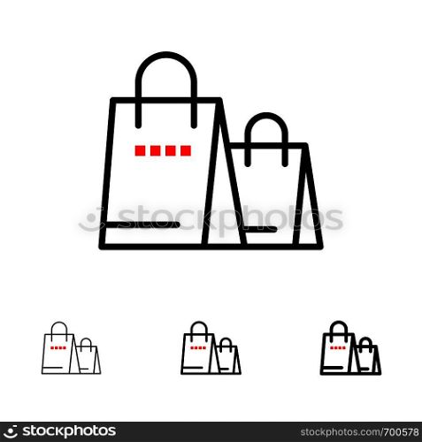 Bag, Handbag, Shopping, Shop Bold and thin black line icon set