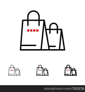 Bag, Handbag, Shopping, Shop Bold and thin black line icon set