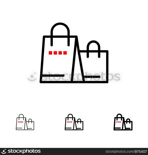 Bag, Handbag, Shopping, Shop Bold and thin black line icon set