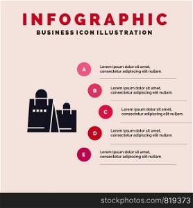 Bag, Handbag, Shopping, Shop Infographics Presentation Template. 5 Steps Presentation