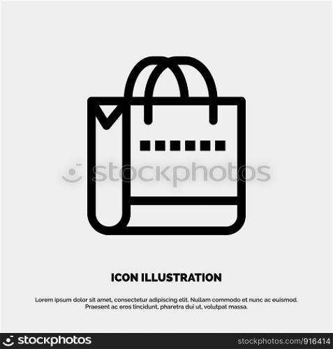 Bag, Handbag, Shopping, Shop Vector Line Icon