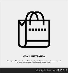 Bag, Handbag, Shopping, Shop Vector Line Icon