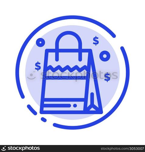 Bag, Handbag, Usa, American Blue Dotted Line Line Icon