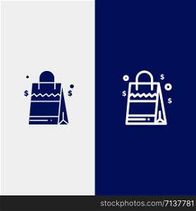 Bag, Handbag, Usa, American Line and Glyph Solid icon Blue banner Line and Glyph Solid icon Blue banner