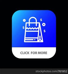 Bag, Handbag, Usa, American Mobile App Button. Android and IOS Line Version