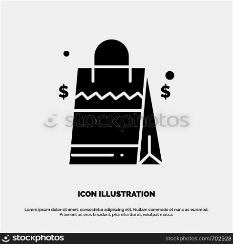 Bag, Handbag, Usa, American solid Glyph Icon vector