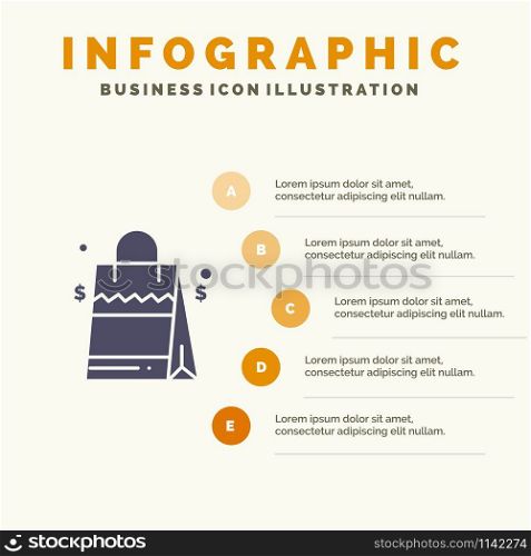 Bag, Handbag, Usa, American Solid Icon Infographics 5 Steps Presentation Background