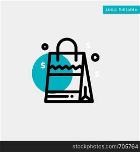 Bag, Handbag, Usa, American turquoise highlight circle point Vector icon