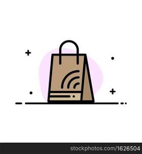 Bag, Handbag, Wifi, Shopping  Business Flat Line Filled Icon Vector Banner Template