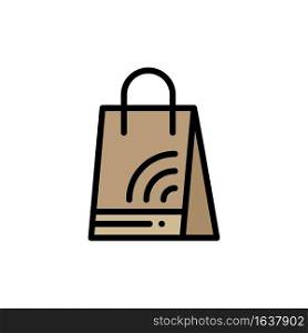 Bag, Handbag, Wifi, Shopping  Flat Color Icon. Vector icon banner Template