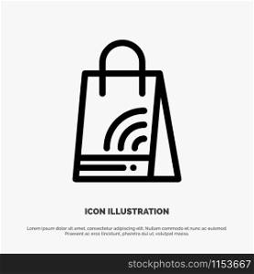 Bag, Handbag, Wifi, Shopping Line Icon Vector