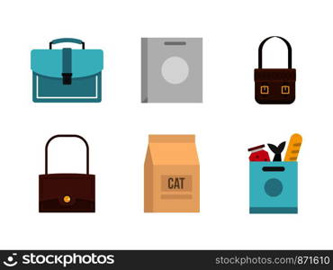 Bag icon set. Flat set of bag vector icons for web design isolated on white background. Bag icon set, flat style