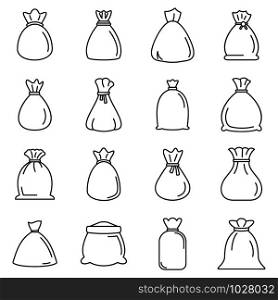 Bag icons set. Outline set of bag vector icons for web design isolated on white background. Bag icons set, outline style