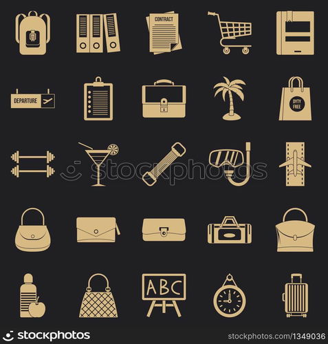 Bag icons set. Simple set of 25 bag icons for web for any design. Bag icons set, simple style