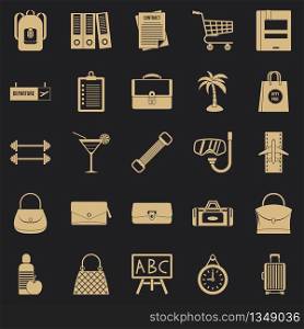 Bag icons set. Simple set of 25 bag icons for web for any design. Bag icons set, simple style