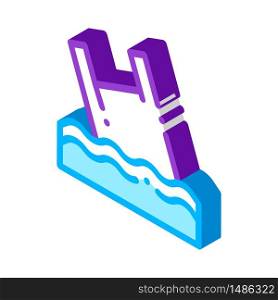 Bag Junk Flotsam In Ocean vector isometric sign. color isolated symbol illustration. Bag Junk Flotsam In Ocean Vector Thin Line Icon