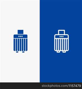 Bag, Luggage, Handbag, Buy Line and Glyph Solid icon Blue banner