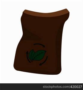 Bag of manure cartoon icon isolated on a white background. Bag of manure cartoon icon