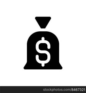 Bag of money black glyph ui icon. Personal savings. Business investment. User interface design. Silhouette symbol on white space. Solid pictogram for web, mobile. Isolated vector illustration. Bag of money black glyph ui icon