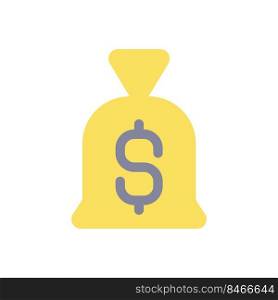 Bag of money flat color ui icon. Personal savings. Business investment. Finance and banking. Simple filled element for mobile app. Colorful solid pictogram. Vector isolated RGB illustration. Bag of money flat color ui icon