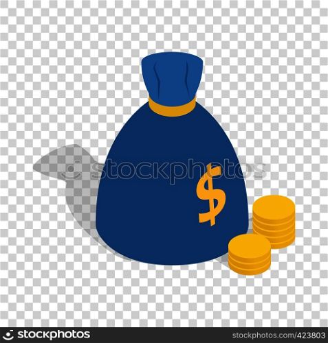 Bag of money isometric icon 3d on a transparent background vector illustration. Bag of money isometric icon