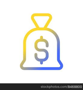 Bag of money pixel perfect gradient linear ui icon. Personal savings. Business investment. Finance. Line color user interface symbol. Modern style pictogram. Vector isolated outline illustration. Bag of money pixel perfect gradient linear ui icon