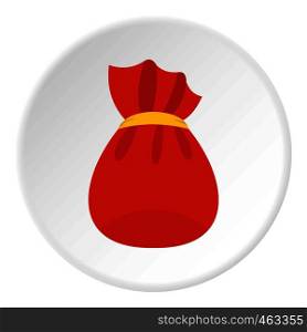 Bag of Santa Claus with gifts icon in flat circle isolated vector illustration for web. Bag of Santa Claus with gifts icon circle