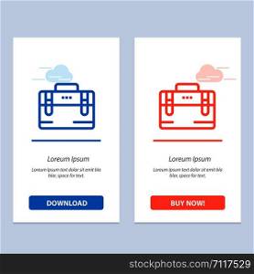 Bag, Office Bag, Working, Motivation Blue and Red Download and Buy Now web Widget Card Template