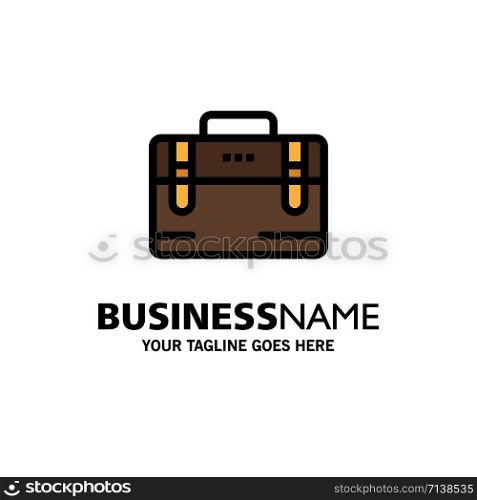 Bag, Office Bag, Working, Motivation Business Logo Template. Flat Color