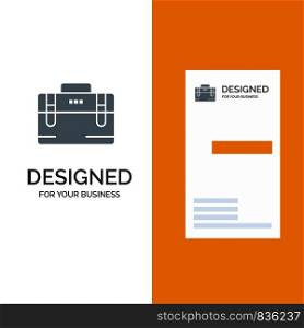 Bag, Office Bag, Working, Motivation Grey Logo Design and Business Card Template