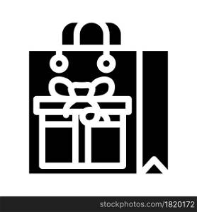 bag package gift glyph icon vector. bag package gift sign. isolated contour symbol black illustration. bag package gift glyph icon vector illustration