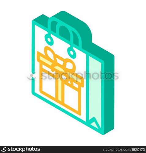 bag package gift isometric icon vector. bag package gift sign. isolated symbol illustration. bag package gift isometric icon vector illustration