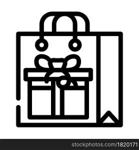bag package gift line icon vector. bag package gift sign. isolated contour symbol black illustration. bag package gift line icon vector illustration