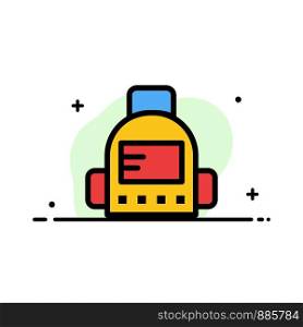 Bag, School, Education Business Flat Line Filled Icon Vector Banner Template