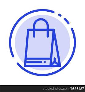Bag, Shopping, Canada Blue Dotted Line Line Icon