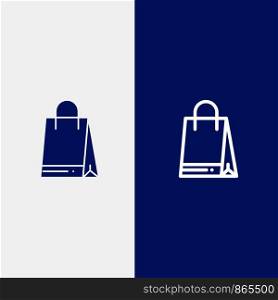 Bag, Shopping, Canada Line and Glyph Solid icon Blue banner Line and Glyph Solid icon Blue banner