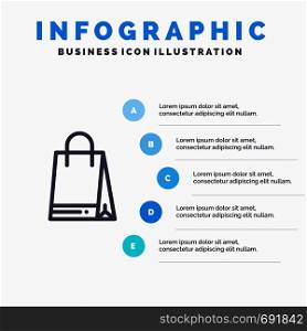 Bag, Shopping, Canada Line icon with 5 steps presentation infographics Background