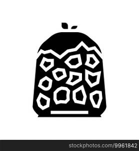bag stone glyph icon vector. bag stone sign. isolated contour symbol black illustration. bag stone glyph icon vector illustration