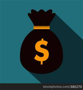 Bag with dollars icon. Flat illustration of bag with dollars vector icon for web. Bag with dollars icon, flat style
